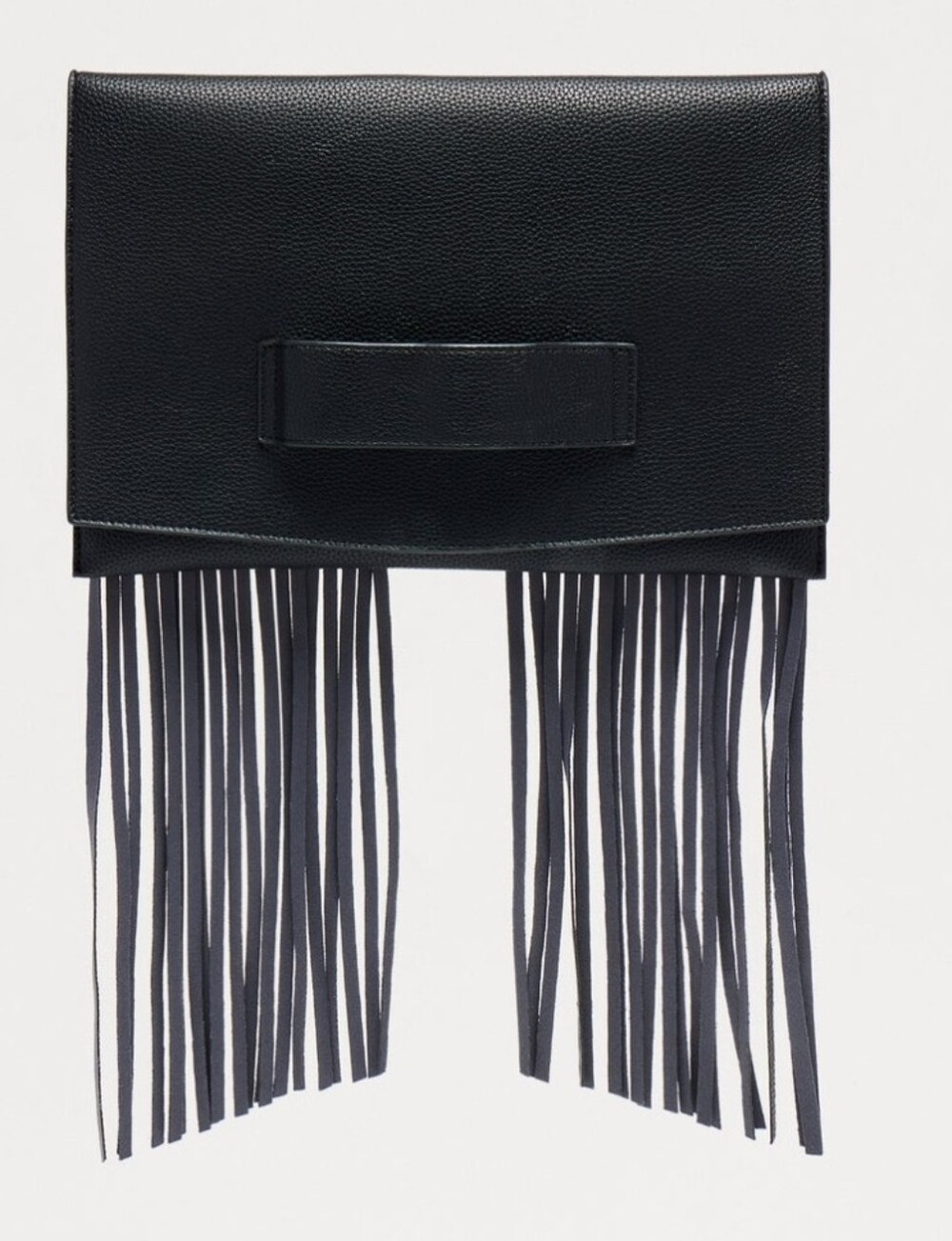 Black Fringe Leather Clutch